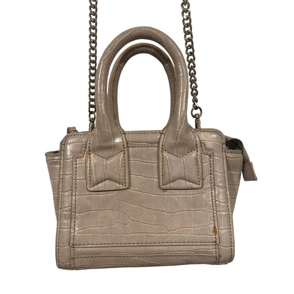 Zara Faux Croc Embossed Beige Crossbody Top Handle bag Small - Picture 6 of 11